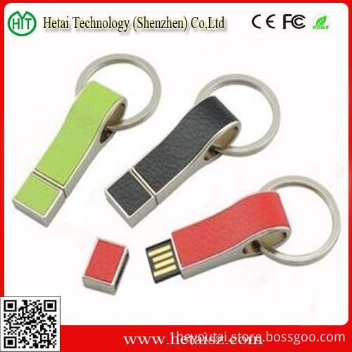Whistle Shaped Leather USB Flash Drive 8GB with Keychain (HT-U4022)